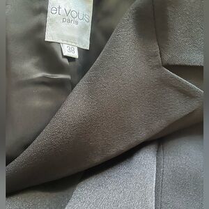 Et Vous Paris Black Blazer in Crepe and Satin